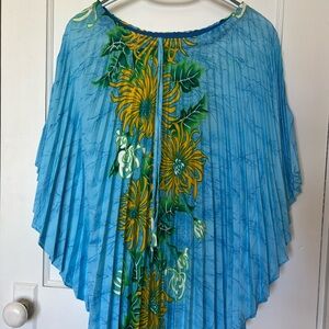 1970s Sand Pebble of Hawaii Accordion Pleated Caftan Poncho Top